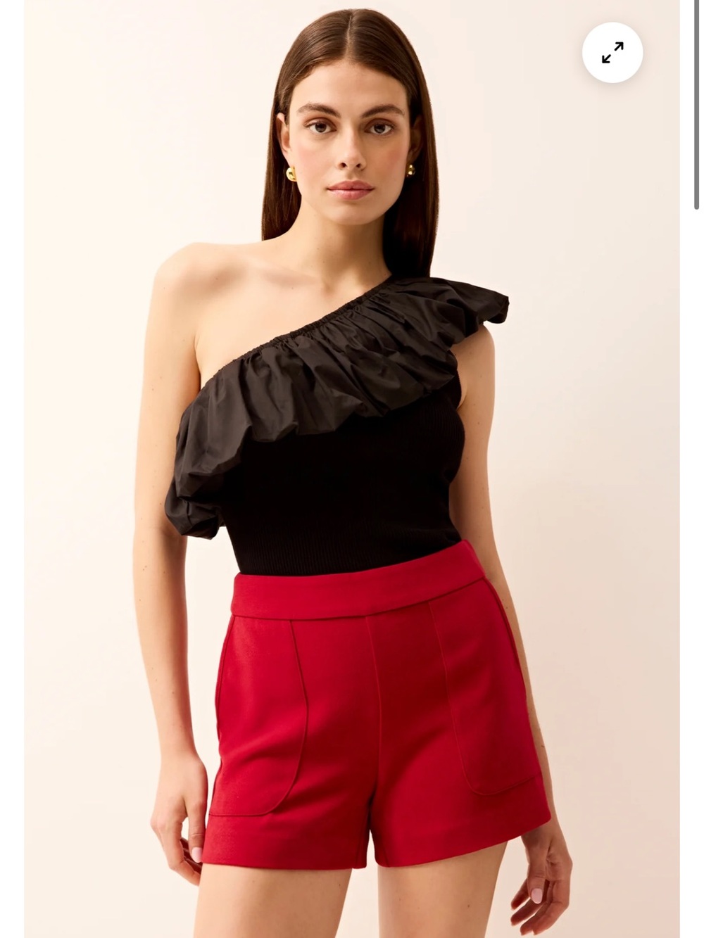 Marie Oliver One-Shoulder Ruffle Camisole - Black